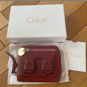 Chloe Red Leather Zip Wallet, Full Inclusion